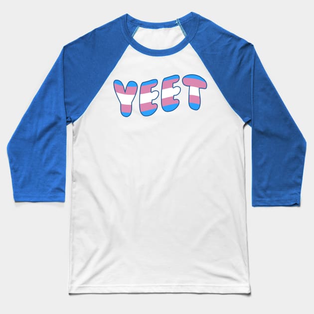 Trans Pride Yeet Transgender Pride Flag Colors Funny LGBTQ Yeet Meme Baseball T-Shirt by graphicbombdesigns